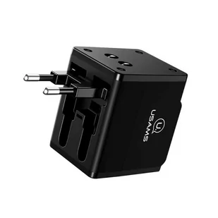 USAMS usams Ładowarka sieciowa 2xUSB T2 Adapter 4w1 US/AU/EU/UK czarny CC44TC01 - Ładowarki do telefonów - miniaturka - grafika 2