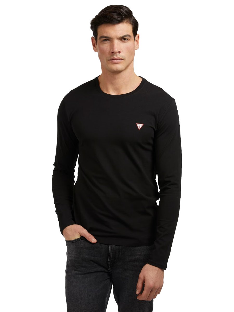Guess Męski T-Shirt Z Długim Rękawem Czarny L