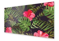 Dekoracje domu - Panel kuchenny HOMEPRINT Czerwony kwiat wśród palm 120x60 cm - miniaturka - grafika 1