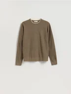 Swetry męskie - Reserved - Sweter z bawełną - brązowy - miniaturka - grafika 1