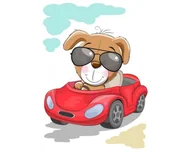 Prace ręczne dla dzieci - Diamentowa Mozaika, 12x17cm,  Pies w aucie - miniaturka - grafika 1