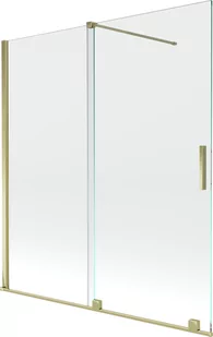 Mexen Velar parawan nawannowy 2-skrzydłowy przesuwny 150 x 150 cm, transparent, złoty - 896-150-000-01-50 - Parawany nawannowe - miniaturka - grafika 1