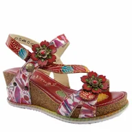 Sandały damskie - Laura Vita BONITO 27 sandały damskie skórzane na koturnie zielone - miniaturka - grafika 1