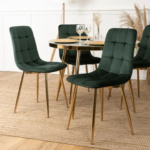 Zestaw 4x Krzesło Tapicerowane do Salonu YORK Zielone Welurowe Nowoczesne Loft - Krzesła - miniaturka - grafika 1