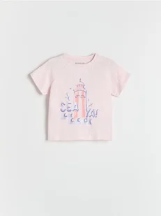 Reserved - T-shirt z wypukłym nadrukiem - pastelowy róż - Bluzki dla niemowląt - miniaturka - grafika 1