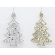 Ozdoby bożonarodzeniowe - Choinka zawieszka 16 x 10 cm srebrna złota - miniaturka - grafika 1