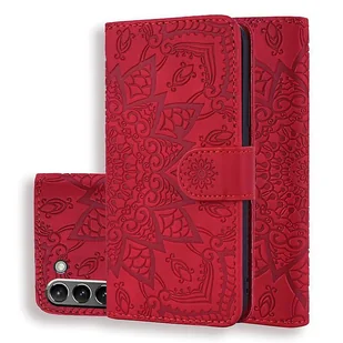 Etui na portfel do Samsung Galaxy S21 FE 5G Premium PU Leather Flip Cover Mandala Czerwony - Portfele - miniaturka - grafika 1