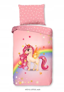Pościel dla dziecka konik pony kucyk gwiazdki 140x200 różowa bawełna 100% - Pościel dla dzieci - miniaturka - grafika 1