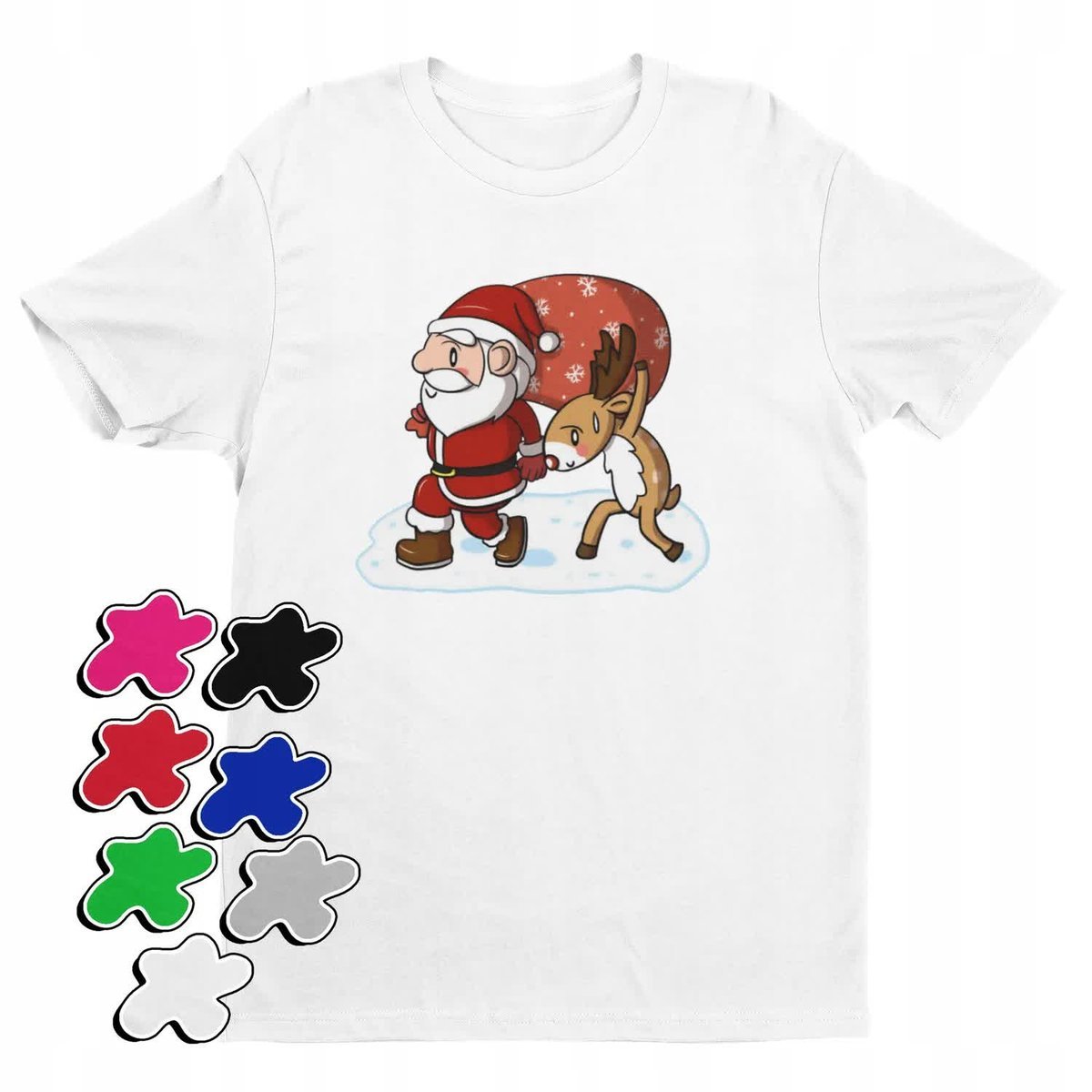 Koszulka T-Shirt Dziecięca Z Nadrukiem Mikołaj Święta Prezent -M 134-140