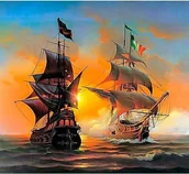 Kolorowanki, wyklejanki - Mozaika diamentowa 5D - Żaglowce 40x30cm - miniaturka - grafika 1