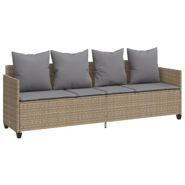 Leżak ogrodowy rattanowy 204x55x69,5 cm, beżowy/jasnoszary