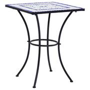 Stoły ogrodowe - vidaXL Mozaikowy stolik bistro, niebiesko-biały, 60 cm, ceramiczny - miniaturka - grafika 1