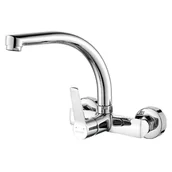 Baterie kuchenne - Kuchniox BATERIA ZLEWOZMYWAKOWA ŚCIENNA Z WYLEWKĄ ,CHROM BKW 087D - miniaturka - grafika 1