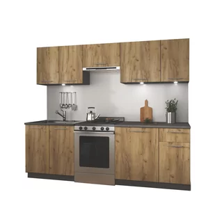 Zestaw Mebli Kuchennych 240 cm Daria Dąb Wotan Halmar Dąb Wotan, Antracyt - Meble kuchenne Zestaw Mebli Kuchennych 240 cm Daria Dąb Wotan Halmar Dąb Wotan, Antracyt - Meble kuchenne - miniaturka - grafika 1