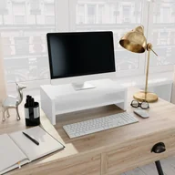 Szafki RTV - vidaXL Podstawka pod monitor, biała, 42x24x13 cm, płyta wiórowa - miniaturka - grafika 1