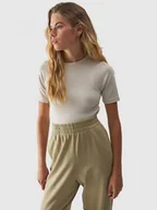 Koszulki sportowe damskie - Damski t-shirt crop-top 4F 4FWAW24TTSHF1806 - beżowy - miniaturka - grafika 1