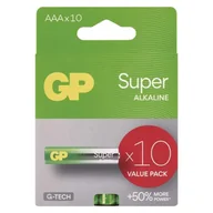 Baterie i akcesoria - Bateria alkaliczna, AAA (LR03), AAA, 1.5V, GP, blistr, 10-pack, SUPER - miniaturka - grafika 1