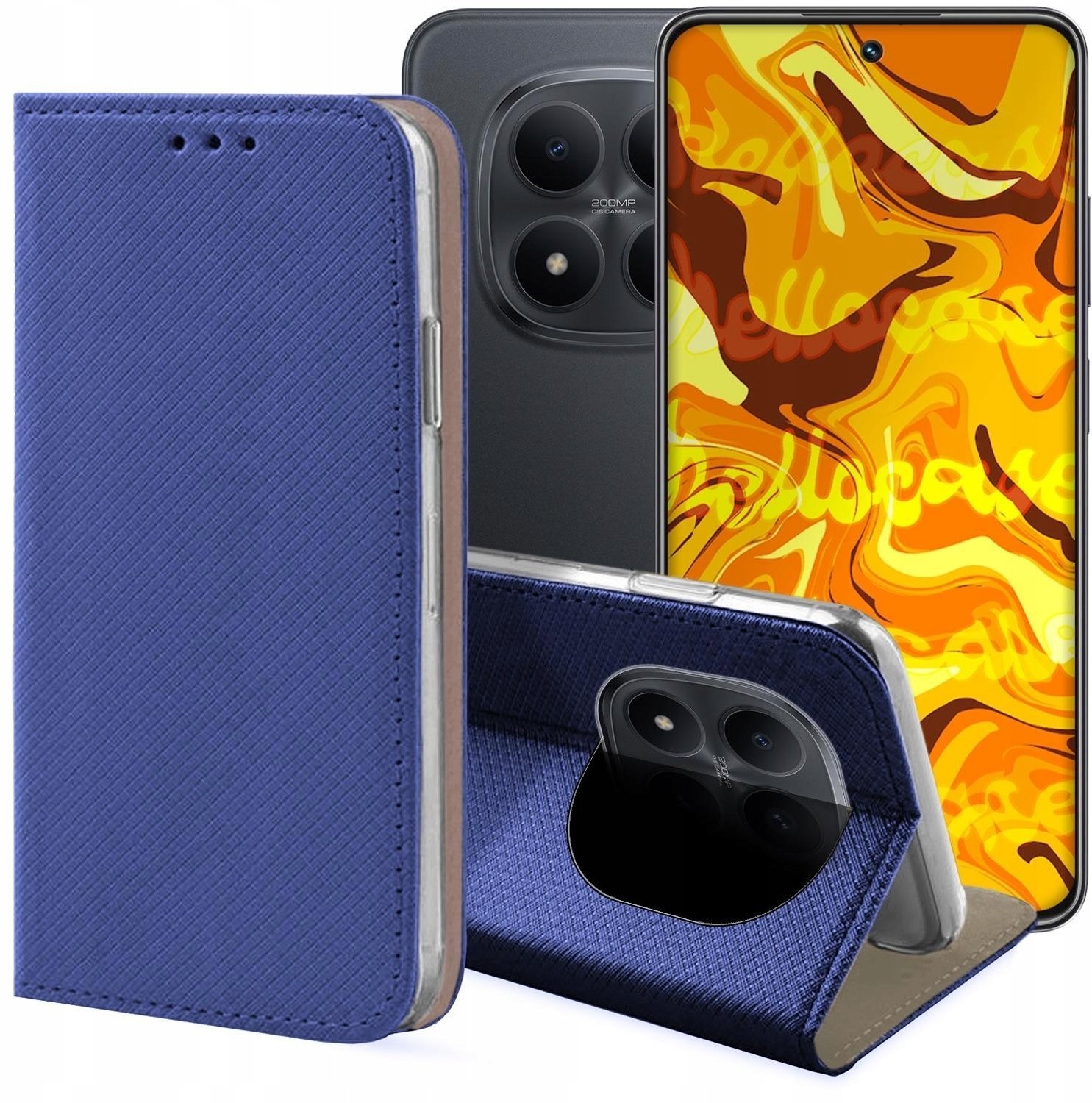 Hello Case Etui z Klapką Do Xiaomi Redmi Note 15 Pro 5G Granatowe, Magnetyczne