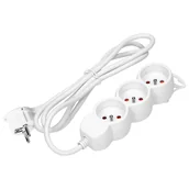 Listwy zasilające - Przedłużacz 3-krotny 2P+Z, 5m H05VV-F 3x1,5mm2, Imax=16A, płaska wtyczka, biały - miniaturka - grafika 1