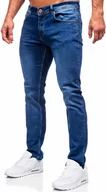 Spodnie męskie - Granatowe spodnie jeansowe męskie regular fit Denley 4956 - miniaturka - grafika 1