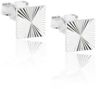 Kolczyki - Kolczyki diamentowane kwadraty srebrne - miniaturka - grafika 1