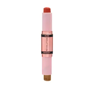 REVOLUTION BLUSH & HIGHLIGHT STICK RÓŻ I ROZŚWIETLACZ W SZTYFCIE CORAL DEW 4,3G - Rozświetlacze do twarzy i ciała - miniaturka - grafika 1