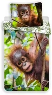 Pościel dla dzieci - Jerry Fabrics Pościel bawełniana 140x200 Orangutan 7257 wesoła małpka liście palmy poszewka 70x90 - miniaturka - grafika 1
