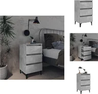 Szafki nocne - vidaXL Szafka nocna z metalowymi nogami betonowa szara 40x35x69 cm - Szafki nocne - miniaturka - grafika 1