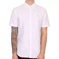 Koszule męskie - Farah Vintage męska koszula Brewer Slim Fit Casual, Biały (biały 104), XXL - miniaturka - grafika 1