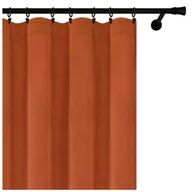 Zasłony - Voppi Zasłona welurowa na taśmie 140 x 160 cm krótka zasłona okienna dekoracyjna pomarańczowa gruby welur 250 g/m2 - miniaturka - grafika 1
