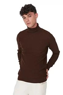 Trendyol Męska bluza z golfem, gładka, wąska bluza, brązowa, XL, Brązowy, XL (Duże Rozmiary) - Bluzy męskie - miniaturka - grafika 1