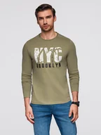 Koszulki męskie - Longsleeve męski z miejskim nadrukiem oliwkowy V1 OM-LSPT-0131 XL - miniaturka - grafika 1