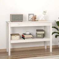 Konsole i sekretarzyki - Lumarko Stolik konsolowy, biały, 110x40x75 cm, lite drewno sosnowe - miniaturka - grafika 1