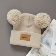 Czapki dla dzieci - TEMU Miniaturowa, słodka czapka beanie dla dzieci, zimowa, ciepła, w jednolitym kolorze, z pomponem z kreskówki, rozciągliwa, tylko do prania - miniaturka - grafika 1
