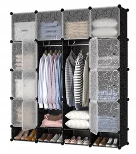 MODUŁOWA CZARNA DUŻA SZAFA WIESZAK GARDEROBA XXL - Szafy - miniaturka - grafika 1