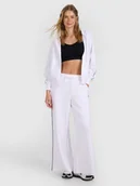 Spodnie sportowe damskie - 4F Spodnie dresowe z wiskozą damskie - białe L - miniaturka - grafika 1