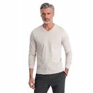 Koszulki męskie - Longsleeve męski 100% bawełna jasnobeżowy serek Ombre V1 OM-LSBL-0108 r S - miniaturka - grafika 1