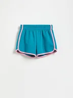 Spodnie i spodenki dla dziewczynek - Reserved - Dresowe szorty z lampasem - morski - miniaturka - grafika 1