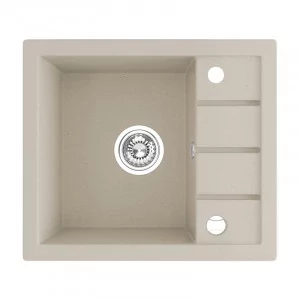 Laveo SBP 413T Zlewozmywak granitowy1 komora z p$1075ociekaczem Wymiary 495x570x185 mm Wymiar szafki 500 mmWyko$1076czenie be$1077W zestawie z syfonem Space Saving i korkiem automatycznym - Zlewozmywaki - miniaturka - grafika 1