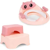 Nocniki - Nakładka na toaletę ze schodkami podestem dla dzieci różowa ECOTOYS EDUKAMP - miniaturka - grafika 1