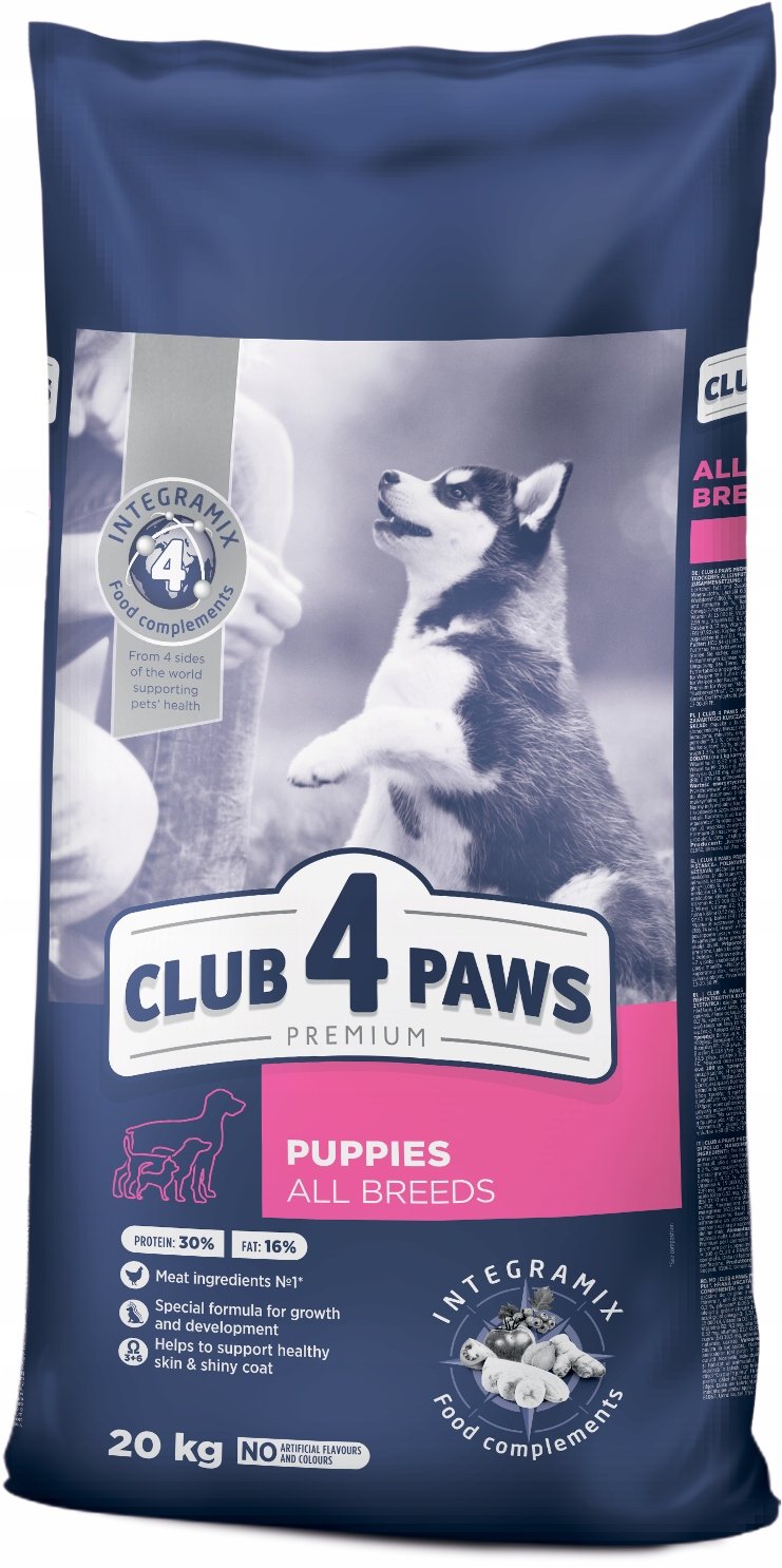 CLUB 4 PAWS dla szczeniąt wszystkich ras z wysoką zawartością kurczaka 20 kg