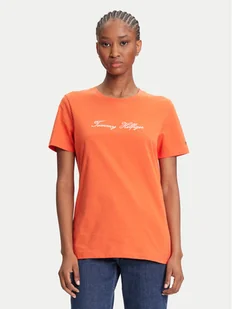 Tommy Hilfiger T-Shirt Script WW0WW45746 Pomarańczowy Regular Fit - Koszulki i topy damskie - miniaturka - grafika 1