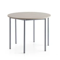 Meble do szkół i przedszkoli - Biurko SONITUS PLUS, Ø1200x900 mm, popielaty laminat, szary aluminium - miniaturka - grafika 1