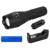 Latarki - LTC Latarka  Latarka ręczna LTC LL44 T6 ZOOM ładowarka sieciowa CZARNA LXLL44 - miniaturka - grafika 1