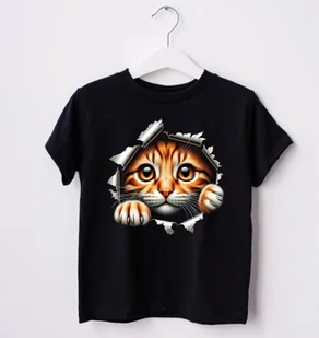 koszulka czarna z kotem - Koszulki dla dziewczynek koszulka czarna z kotem - Koszulki dla dziewczynek - miniaturka - grafika 1
