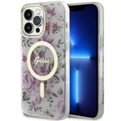 Etui i futerały do telefonów - Guess GUHMP14LHCFWST do Apple iPhone 14 Pro 6.1" transparent hardcase Flower MagSafe - miniaturka - grafika 1
