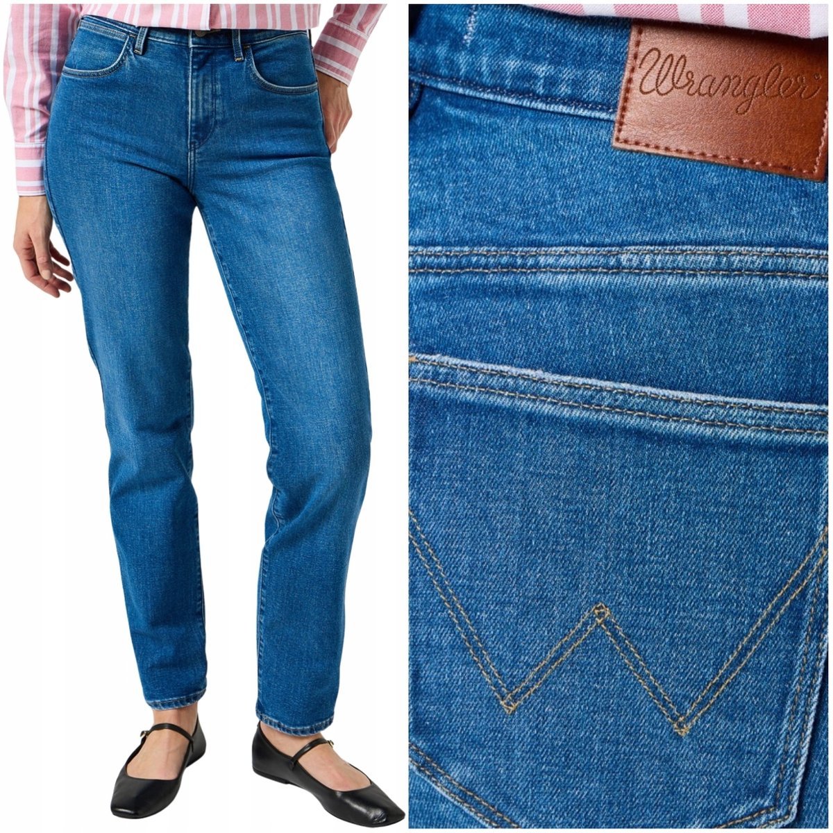 Wrangler STRAIGHT Blue Abyss proste damskie spodnie jeansowe W27 L30