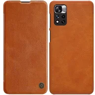 Etui i futerały do telefonów - Nillkin Qin Case etui do Xiaomi Poco X4 Pro 5G osłona na aparat kabura pokrowiec obudowa z klapką brązowy - miniaturka - grafika 1