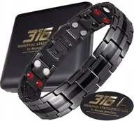 Bransolety męskie - CZARNA ZDROWOTNA BRANSOLETA BRANSOLETKA MĘSKA MAGNETYCZNA MOCNA ORYGINAŁ - miniaturka - grafika 1