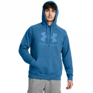 Bluzy sportowe męskie - Męska bluza dresowa nierozpinana z kapturem Under Armour UA Rival Fleece Logo HD - niebieska - UNDER ARMOUR - miniaturka - grafika 1